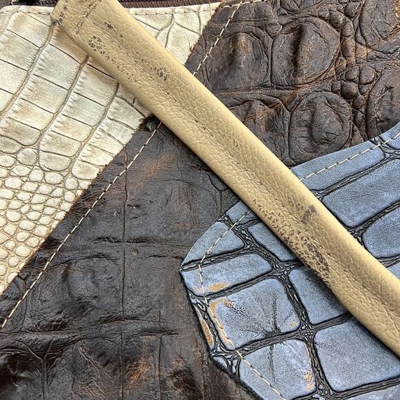 LILIPAD Creations Handmade Embossed Patchwork Leather Crossbody Bag Purse - Picture 10 of 10